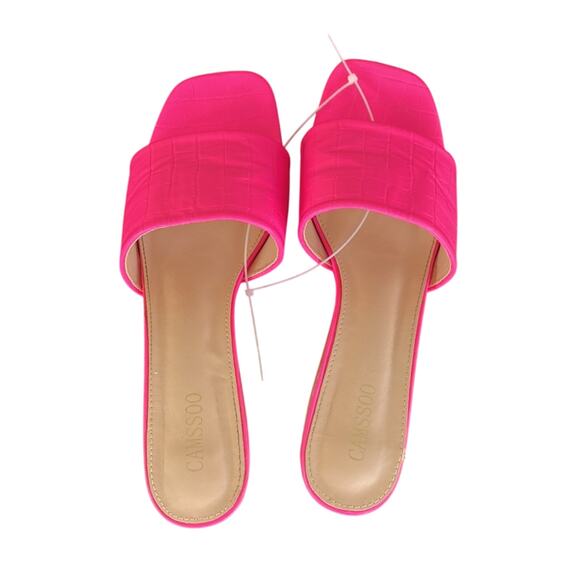 Camssoo Square Open Toe Clear Heels embossed print pink sandals Barbie size 9 - Picture 4 of 9